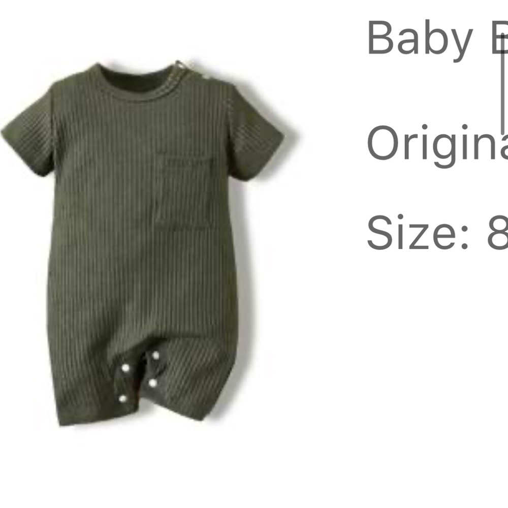 Baby Dark Green Ribbed Short Sleeve Romper